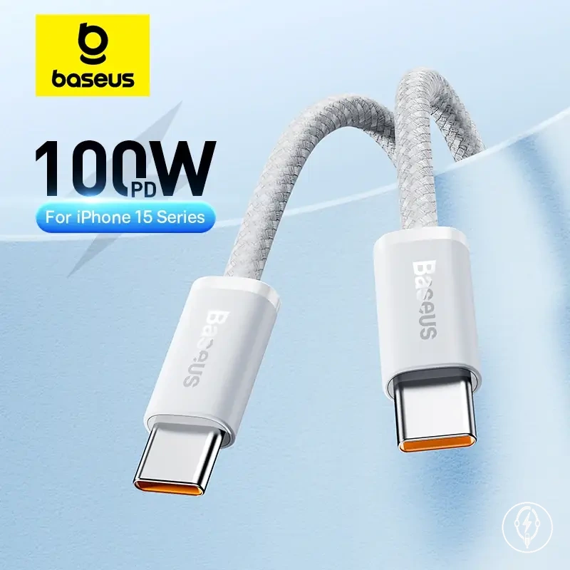 كابل شحن USB-C إلى USB-C بقدرة 100 واط لـ iPhone وMacBook وiPad