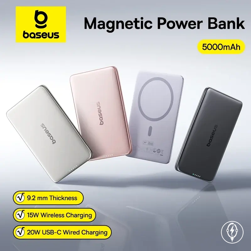 Magnetische 5000-mAh-Powerbank mit kabellosem und kabelgebundenem Laden