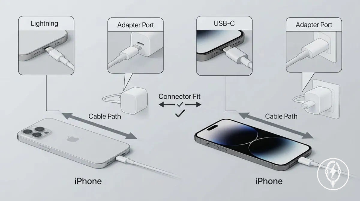 iPhone model and connector requirements for Lightning and USB-C fast charging cables