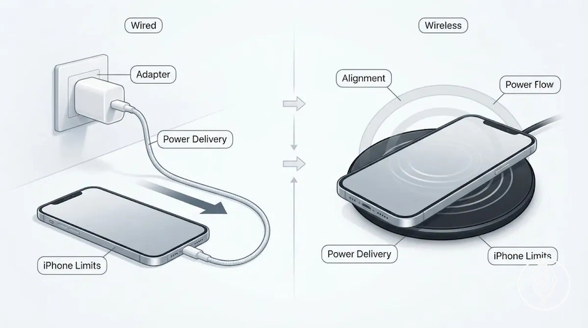 Wired and wireless iPhone charging speed factors compared