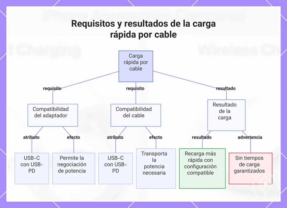 Requisitos y resultados de la carga rápida por cable