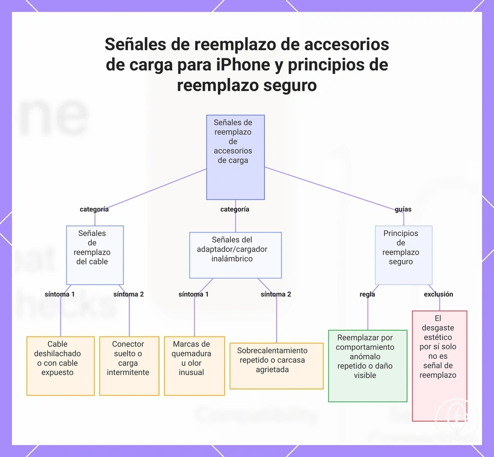 Señales de reemplazo de accesorios de carga para iPhone y principios de reemplazo seguro