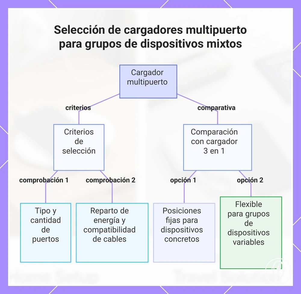 Selección de cargadores multipuerto para grupos de dispositivos mixtos