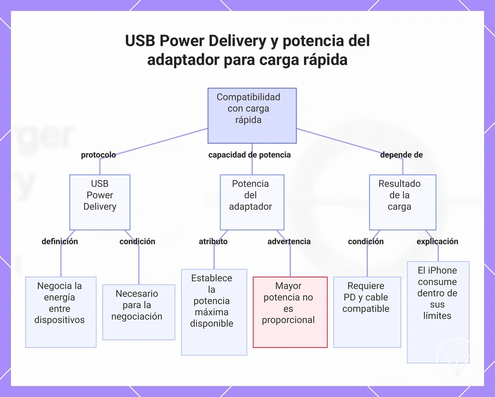 USB Power Delivery y potencia del adaptador para carga rápida