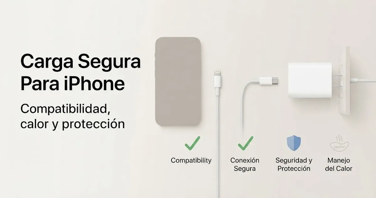 Accesorios de carga seguros para iPhone con criterios de compatibilidad y control del calor