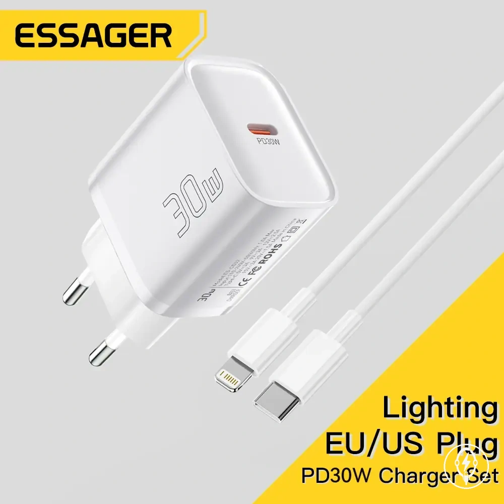 Set chargeur USB-C 30 W avec câble Lightning pour iPhone et iPad