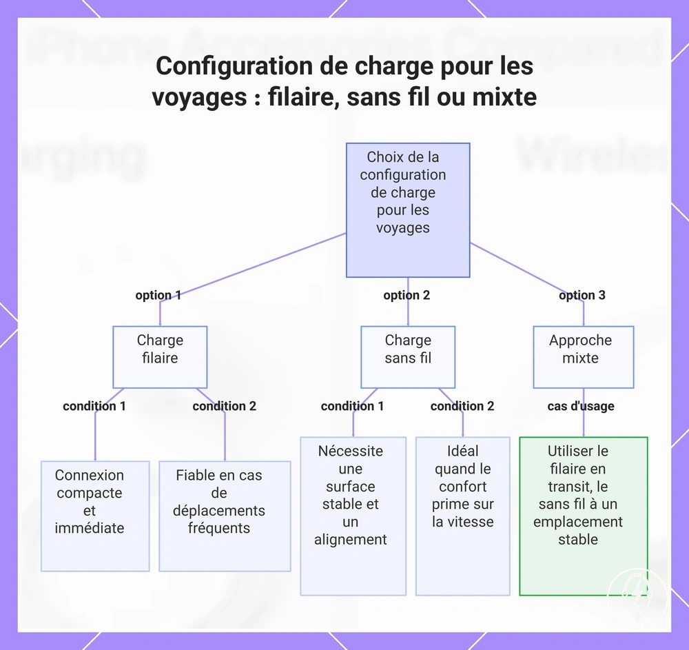 Configuration de charge pour les voyages : filaire, sans fil ou mixte