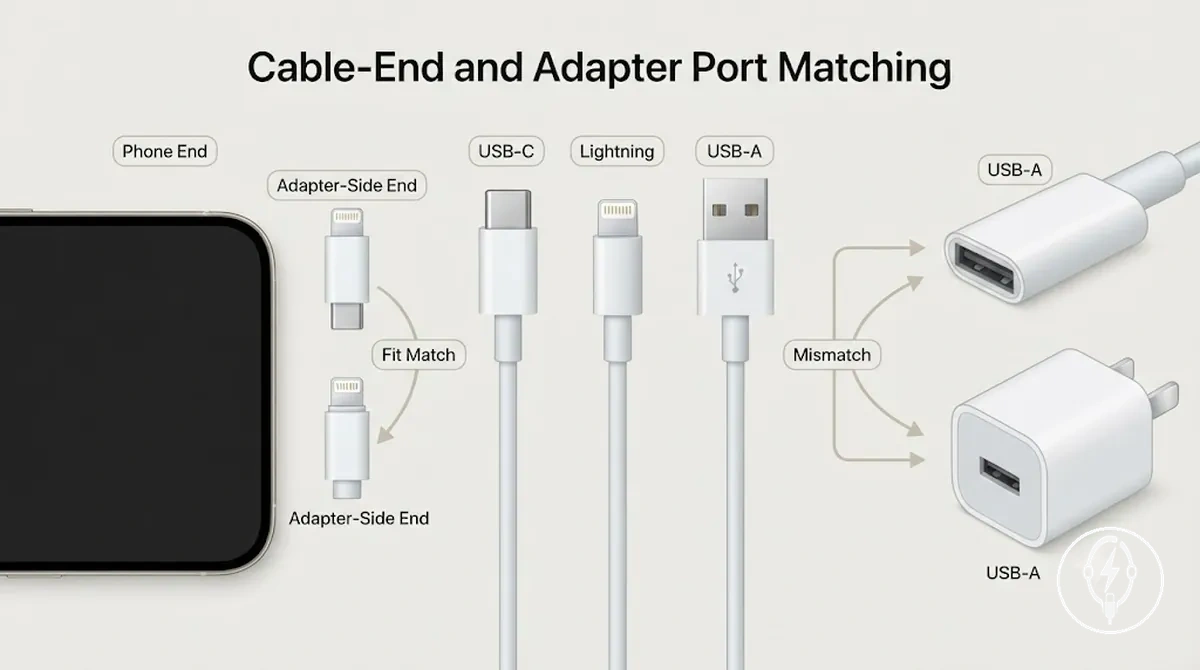 Correspondance extremite cable port adaptateur