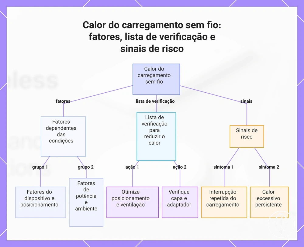 Calor do carregamento sem fio: fatores, lista de verificação e sinais de risco