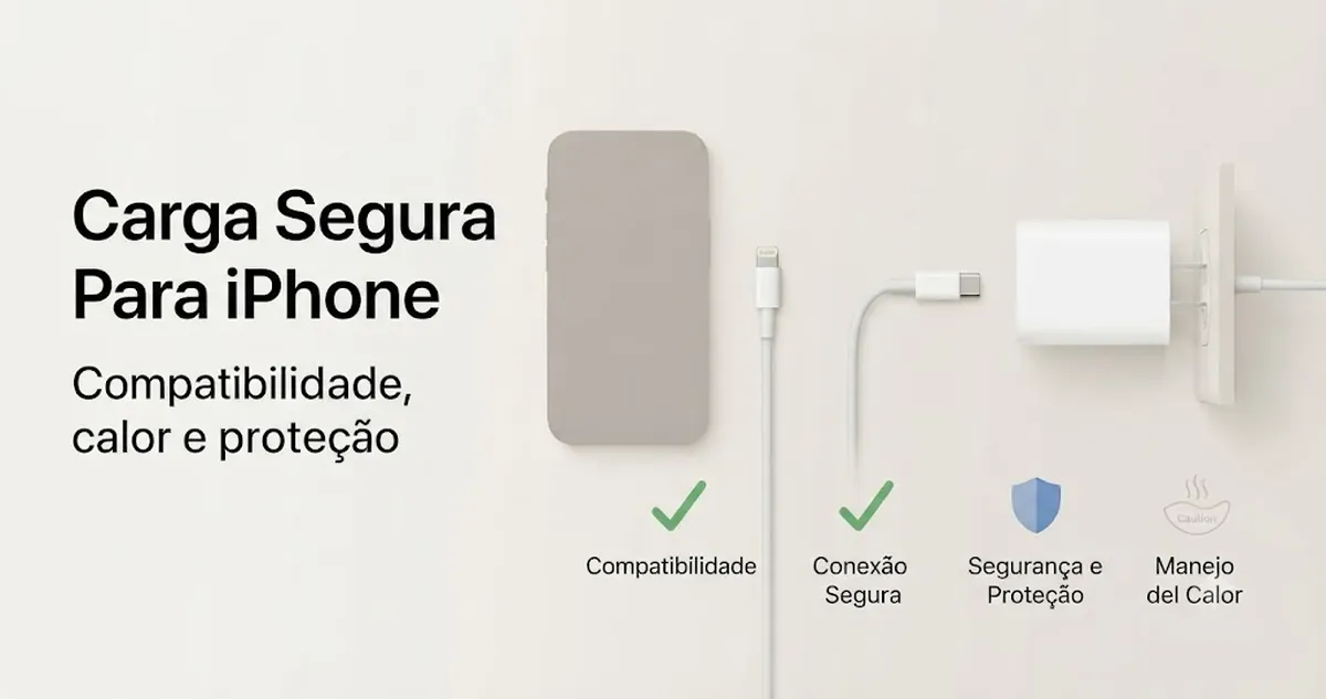 Acessórios de carregamento seguros para iPhone com critérios de compatibilidade e controle de calor