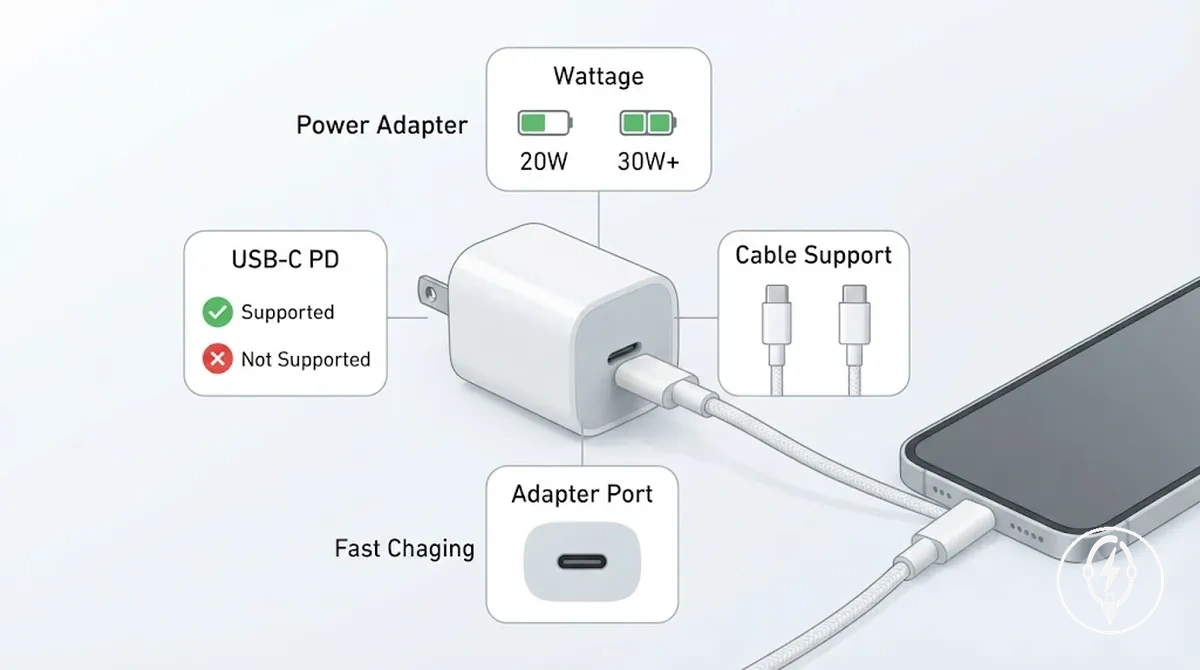 Güç adaptörü watt değeri, USB-C Güç Dağıtımı desteği ve iPhone için şarj hızı seçim kriterleri