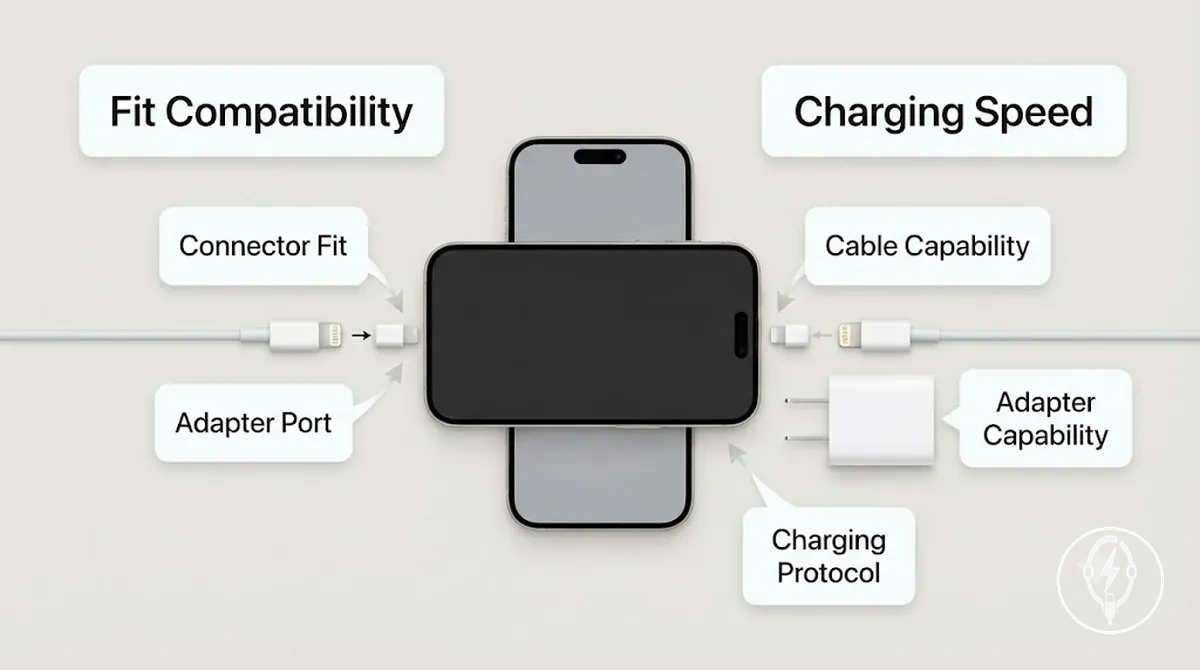 iPhone şarj cihazı uyum uyumluluğu ile şarj hızı uyumluluğunu karşılaştıran grafik