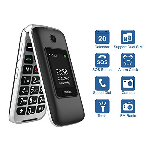 USHINING 3G Débloqué Senior Flip Phone Double-2