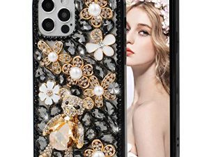 MIOKY Bling Cute Bear Coque pour iPhone