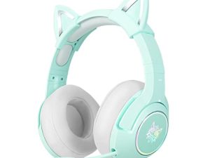 SIMGAL Casque de jeu vert avec oreilles