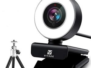 VITADE Streaming Webcam 1080P avec anneau lumineux