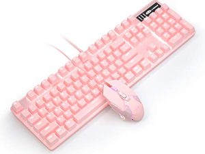 Clavier de jeu mécanique rose et souris
