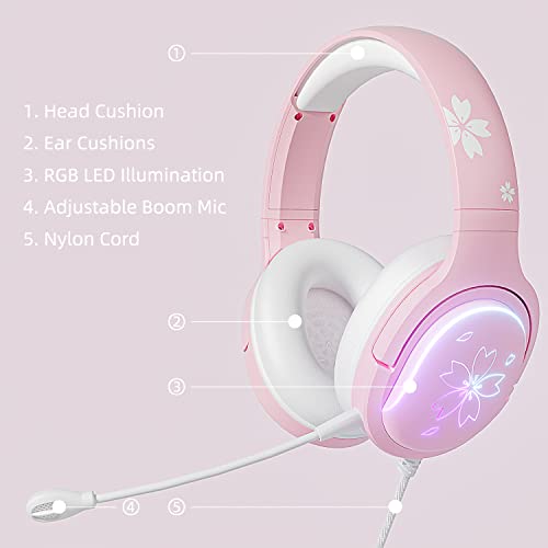 Sakura Pink Cherry Blossoms Casque de jeu, – Image 2