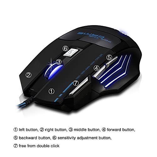 Zelotes Ergonomique 7200 DPI LED Optique Filaire-2