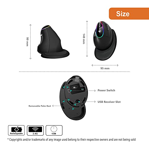 Souris ergonomique numérique J-Tech avec connexion sans – Image 2