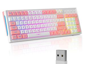 Clavier de jeu sans fil rose