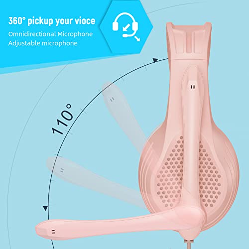 Casque stéréo rose avec cache-oreilles à mémoire-2
