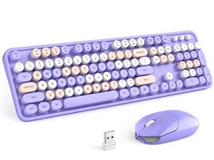 KNOWSQT Combo Clavier Souris Sans Fil Violet