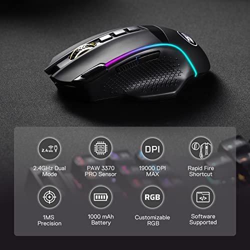 Souris de jeu sans fil Redragon M991, – Image 2