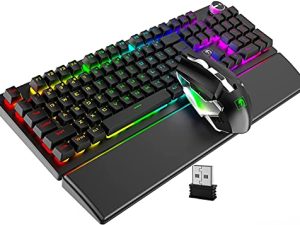 Clavier sans fil rechargeable souris et repose-poignet