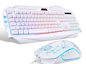 Combo clavier et souris de jeu blancs