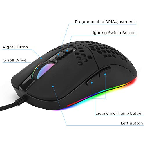 HXMJ Souris de jeu filaire USB C, – Image 2