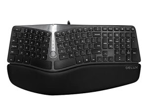 Clavier divisé ergonomique filaire DeLUX avec repose-poignet