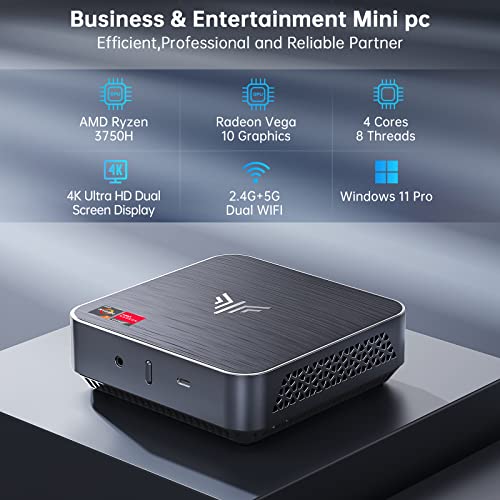 KAMRUI AMD Ryzen 7 3750H Mini PC, – Image 2