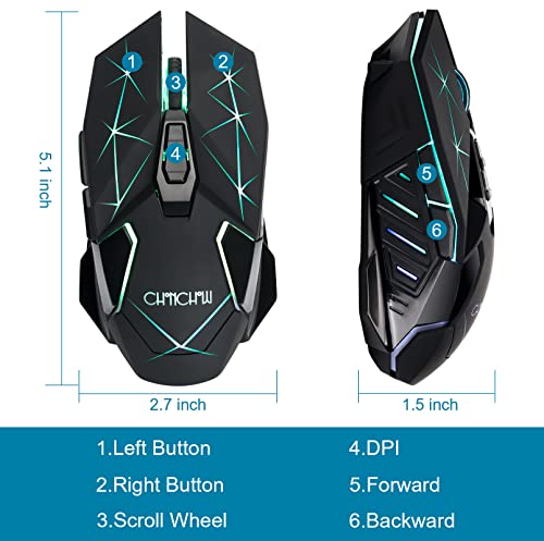 CHONCHOW Souris de jeu sans fil rechargeable-2