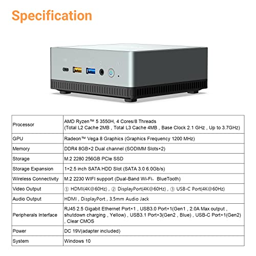 COOFUN Mini PC UM350 AMD Ryzen 5-2