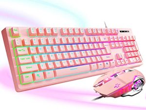 Clavier de jeu et souris rose