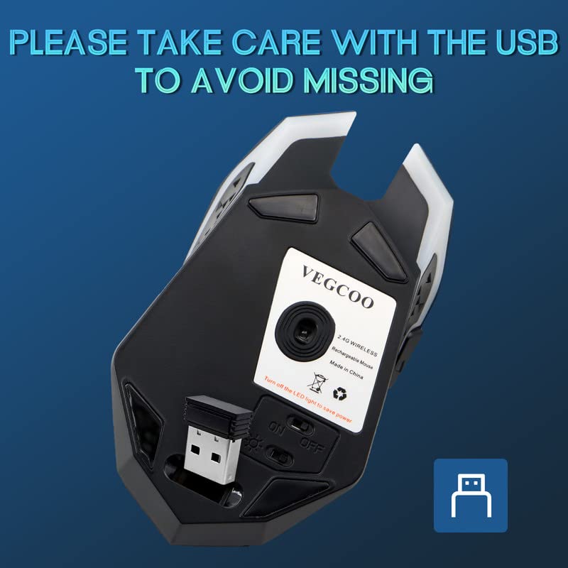 VEGCOO C12 Souris de jeu sans fil-2