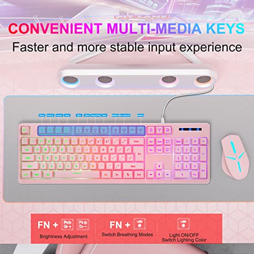 CQ104 Clavier de jeu rose filaire USB-2