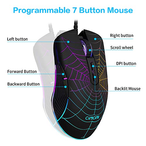 CHONCHOW Souris de jeu USB filaire programmable-2