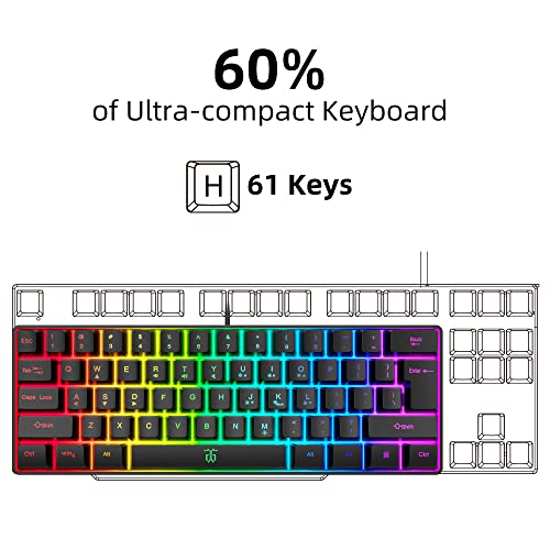 Snpurdiri Clavier de jeu filaire 60 %, – Image 2