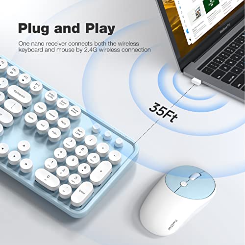 Clavier et souris sans fil Bleu Blanc-2