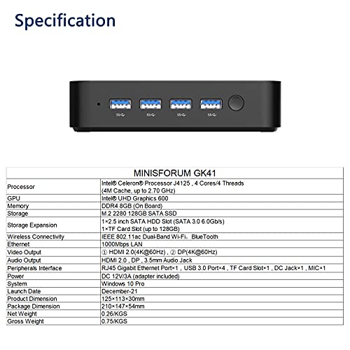 GK41 Mini PC 8 Go DDR4 128-2