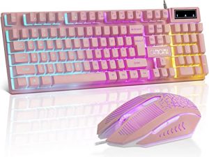 Ensemble clavier et souris de jeu rose