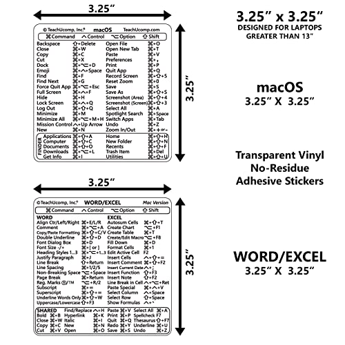 Autocollant de raccourcis clavier TEACHUCOMP pour Mac – Image 2
