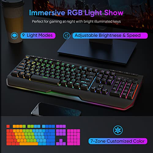 Qwecfly Clavier de jeu RVB filaire rétroéclairé-2