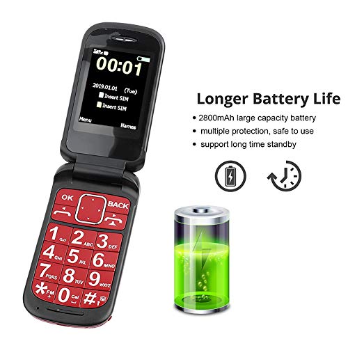 ASHATA Téléphone portable à rabat avec gros-4