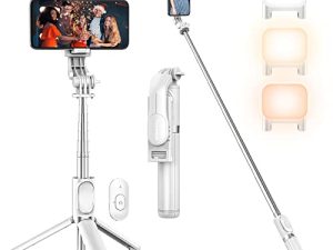 Trépied pour perche à selfie avec lumière