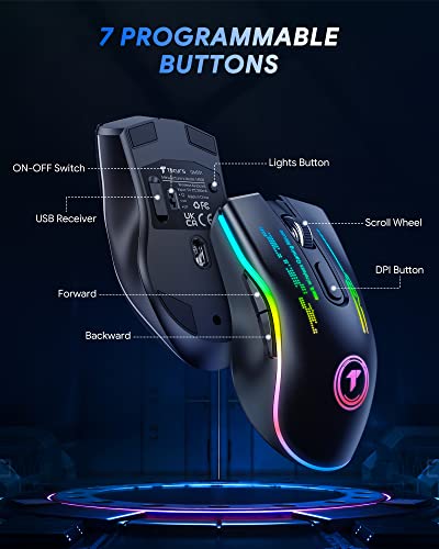 TECURS Souris de jeu sans fil --5