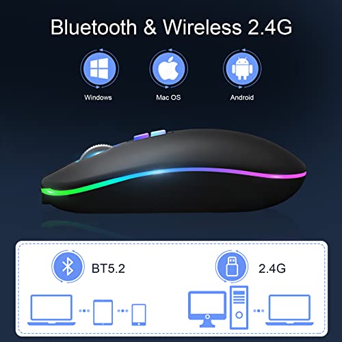 Souris sans fil LED Souris Bluetooth silencieuse-5