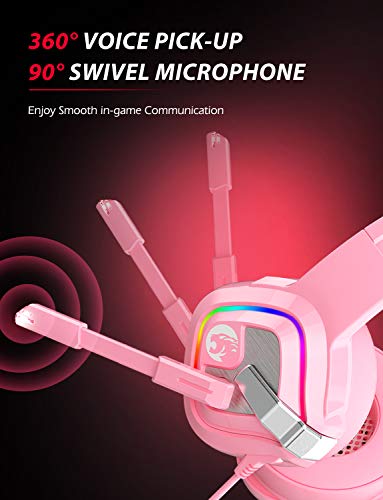 ZIUMIER Z66 Casque de jeu rose pour-3